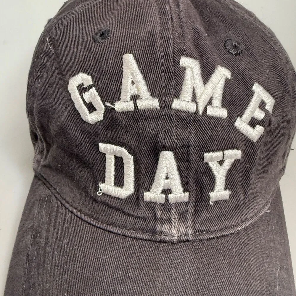 Game Day by Express Womens Hat Cap Strap-Back Charcoal Denim Cotton One-Size-